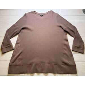 J. Jill Fit Waffle Textured Activewear Brown Tunic Women's XL Athletic LS Top